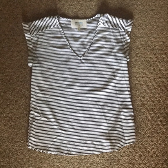 Stitch Fix Tops - Versatile black white striped V neck polyester tee